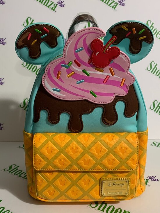 Loungefly Handbags - Loungefly Mini Backpack Disney Mickey Minnie Ears Sweets Ice Cream Sundae Bag